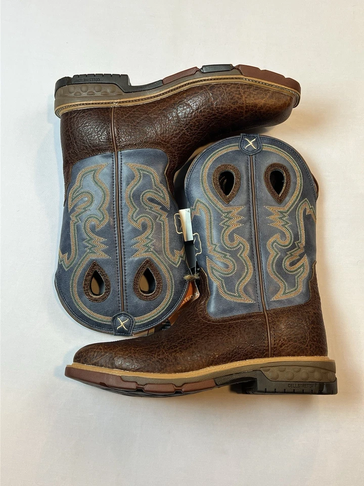 Twisted X 工作靴男式 11EE 棕色皮革方头安全鞋头 MXBA005 全新带标签 — 第 2/4 张图片