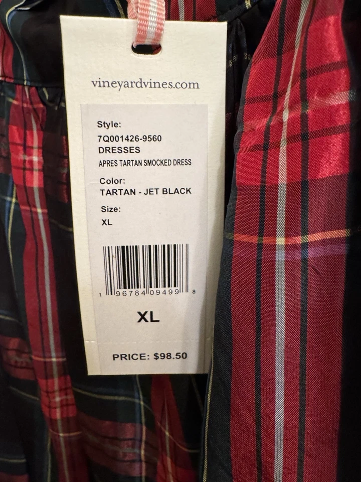 Precioso Vestido a Cuadros Tartán Vacaciones Vineyard Vines para Niñas con Bolsillos, XL Foto 4 de 4