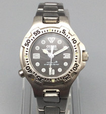 Vintage GUESS Womens Watch 24mm Black Dial Waterpro Indiglo New Battery 6"