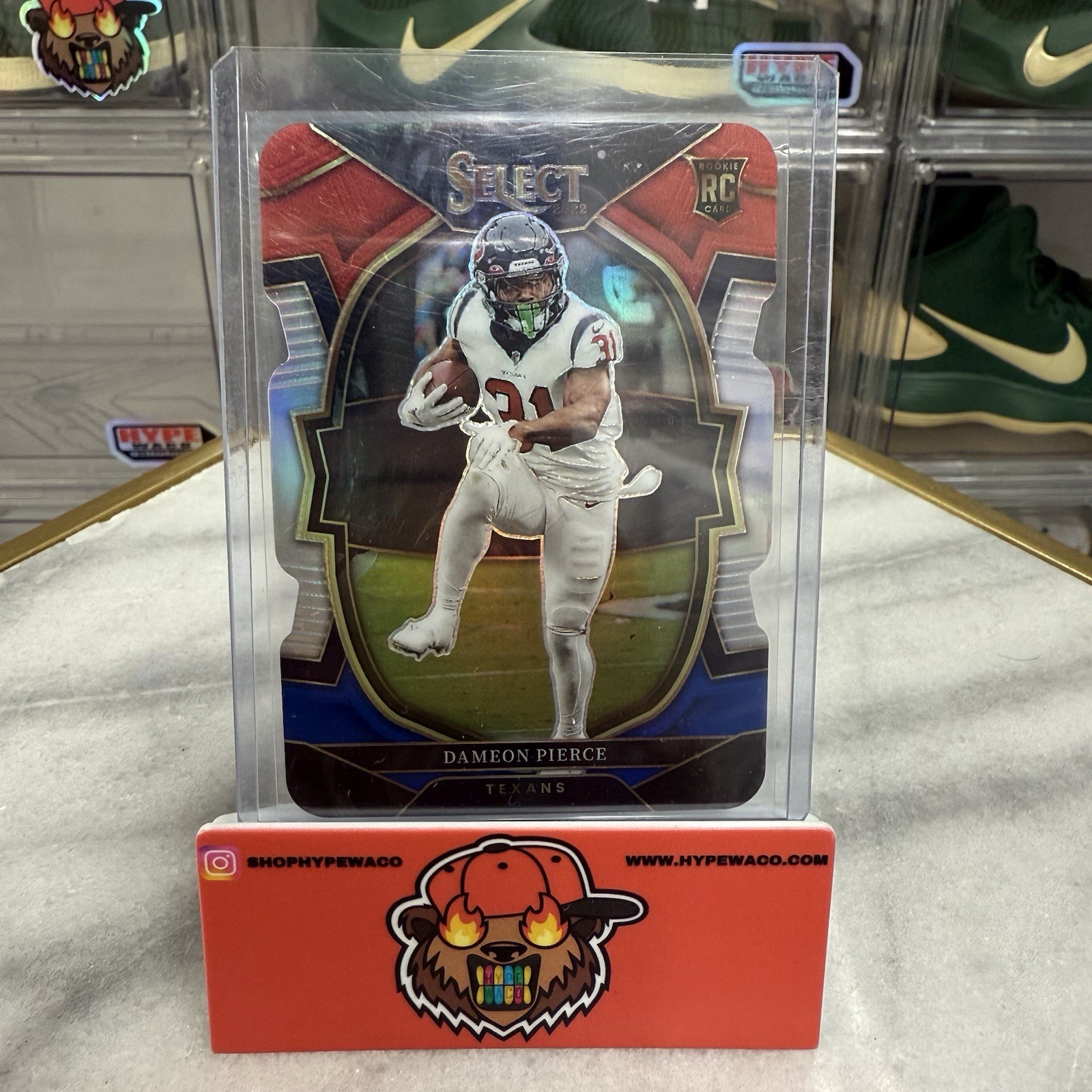 2022 Panini Select #47 Dameon Pierce Red and Blue Prizm Die Cut