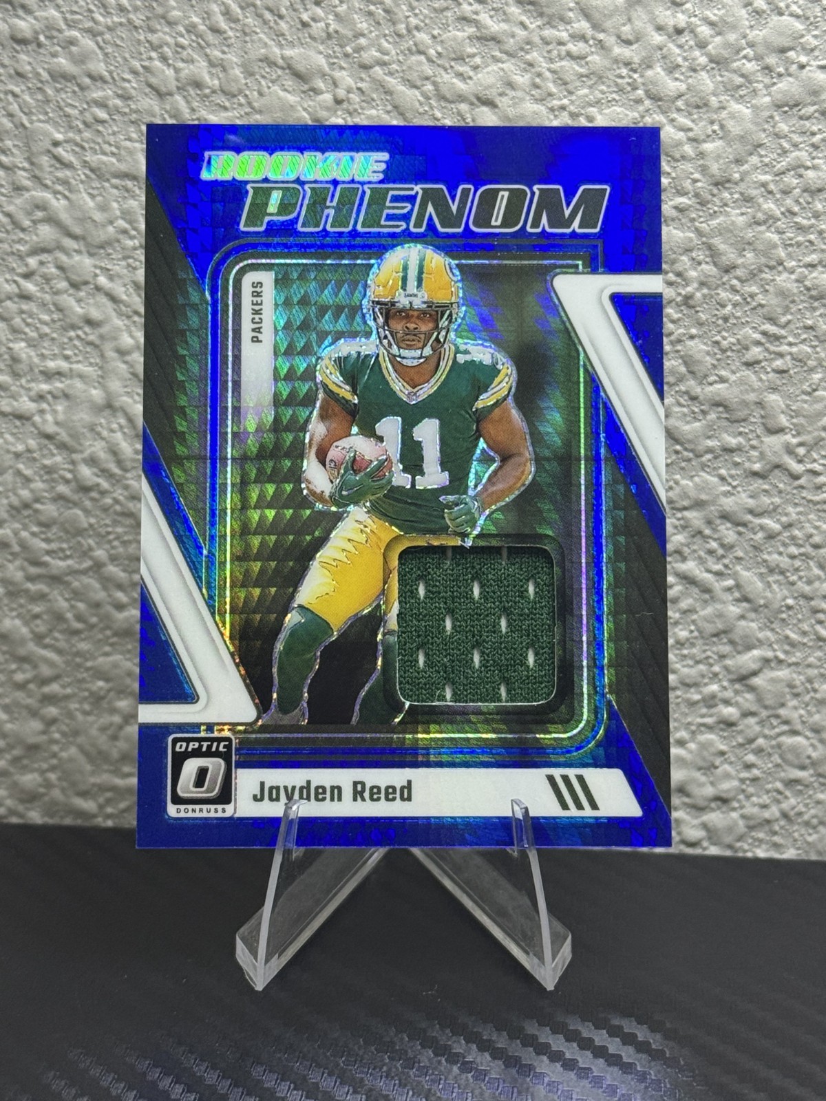 Jayden Reed Panini Donruss Optic Rookie Phenoms Relics #RPJR Blue Hyper