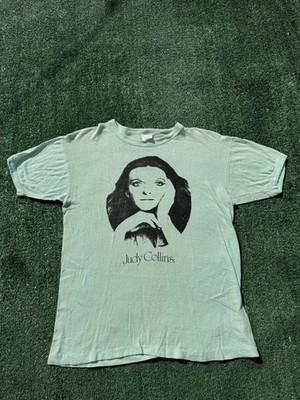 Vintage Late 60s Early 70s Judy Collins Lime Green T-Shirt Very Rare Size Small