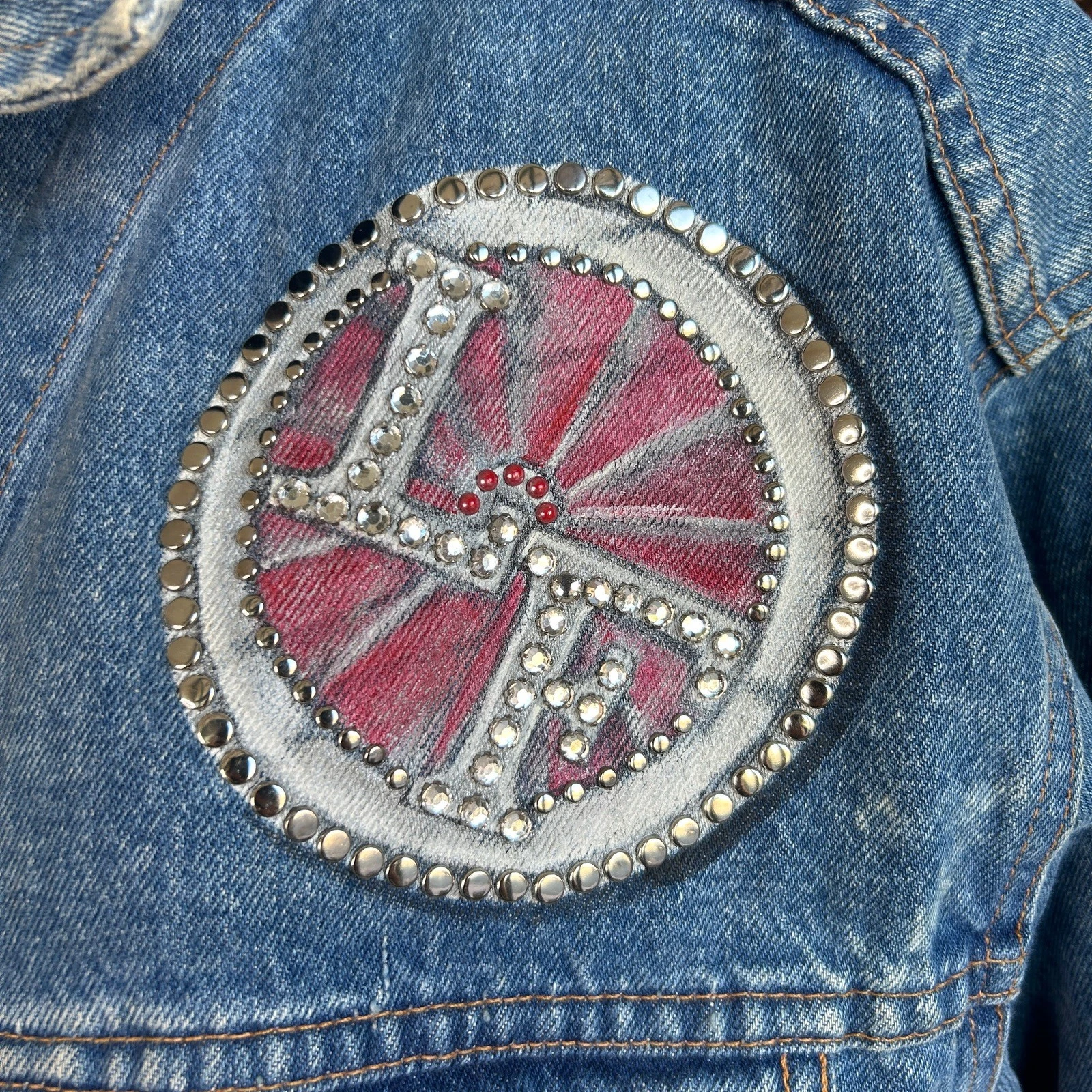 Lily Farouche Denim Jacket ReWorked Hand Painted Corvette Stingray Art to Wear - product detail image 4
