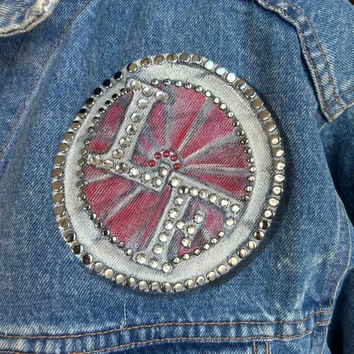 Lily Farouche Denim Jacket ReWorked Hand Painted Corvette Stingray Art to Wear image 4