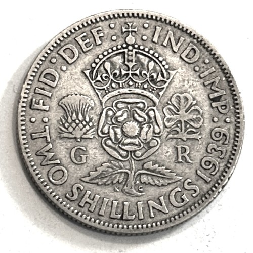 1939 Great Britain Florin Two Shillings Silver 0.500 Coin King George VI Silver