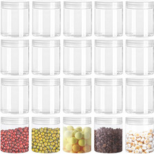 20 Pack 4oz Clear Plastic Jars with Lids for Storage and Crafting