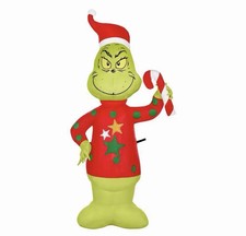 4 ft. LED The Grinch in Ugly Sweater Candy Cane Christmas Airblown Inflatable
