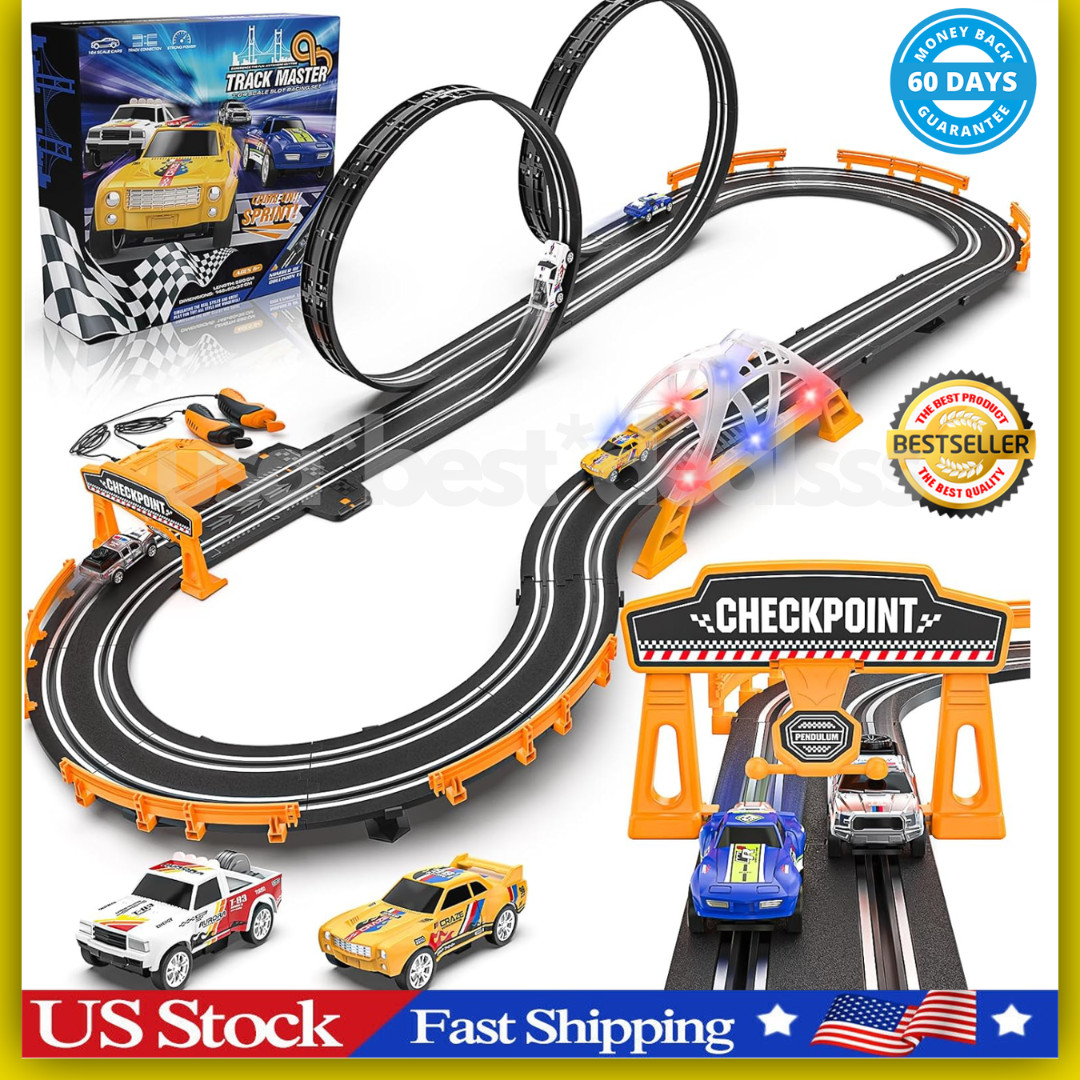 Slot Car Race Track Set Electric Powered Race Track Dual Racing Car Track Set