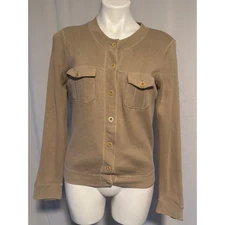 Esprit Tan Utility Button Front Sweater - Medium 