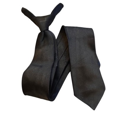 Wembley Mens Clip On Necktie Solid Black Pre-Tied Formal Uniform Tie Vintage
