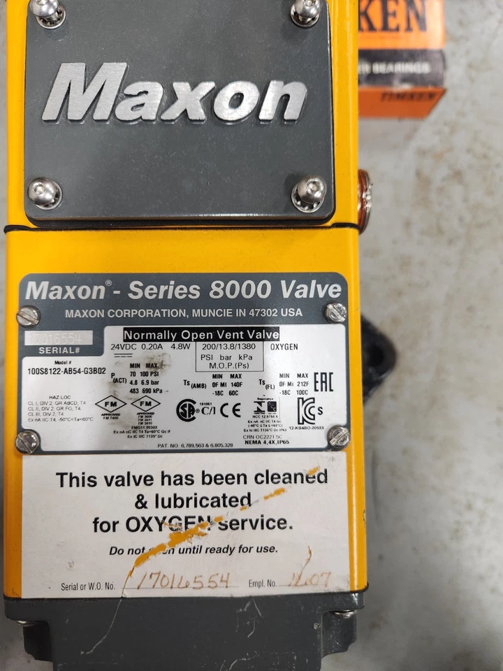  Válvula de cierre Maxon Series 8000 075S8111-AB11-B2A01.   Usado!!!!!! Foto 2 de 4