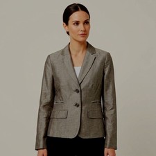 Ann Taylor Blazer Loft linen gray jacket women's 2 xs