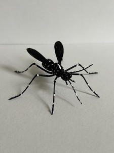 Handmade Hand-painted 3" Black & White Asian Tiger Mosquito Figurine Replica