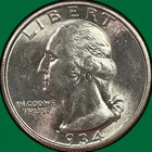 1934 Heavy Motto Washington Quarter Silver Brilliant Uncirculated BU Coin #43522