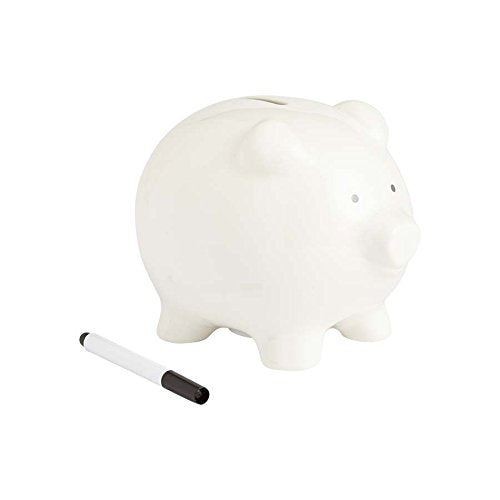 Enesco Medium Solid White Piggy Bank With Marker - Picture 2 of 9