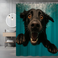 Funny Black Dog Shower Curtain for Animal Lovers