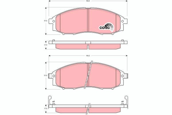 Bremsbelagsatz, Scheibenbremse GDB3340 TRW FüR Nissan-image