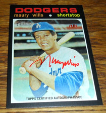 🥎 2020 MAURY WILLS TOPPS HERITAGE HIGH REAL ONE RED INK AUTO #17/71 DODGERS ⚾