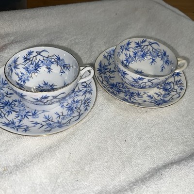 Set Of Two Tea Cups Gold Trim