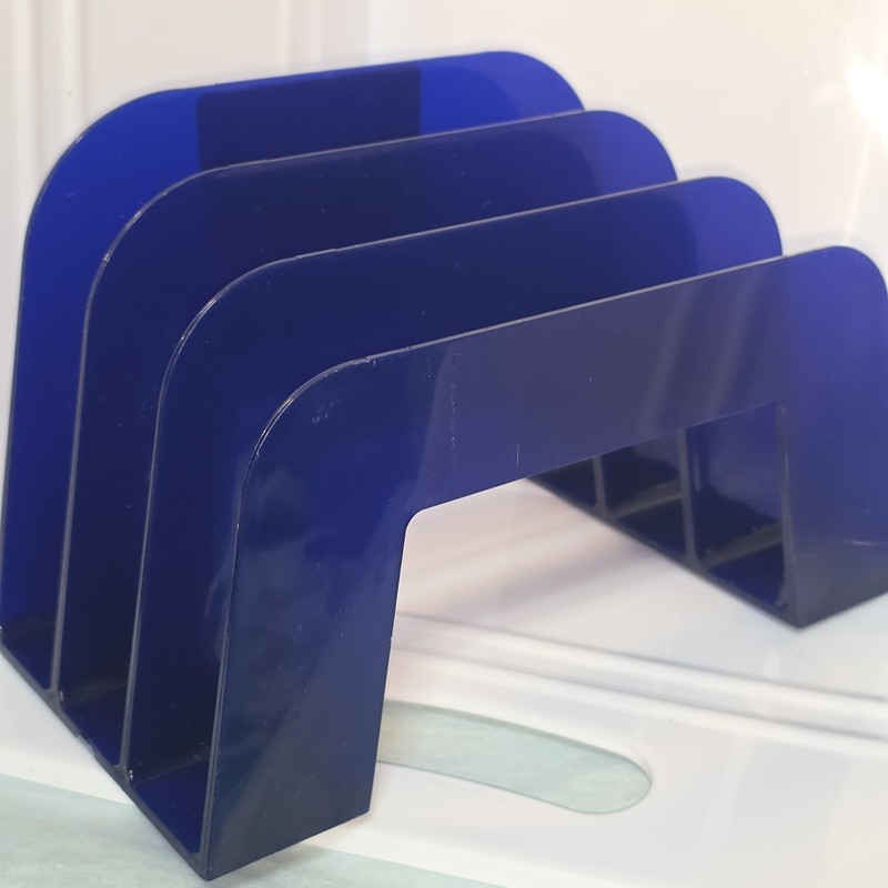 Starplast Translucent Blue vtg office letter sorter plastic groovy