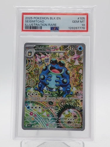 SEISMITOAD 2025 POKEMON BLACK BOLT ILLUSTRATION RARE #105 PSA 10 Q0895