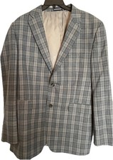 Nautica Mens Blue Grey Plaid Blazer Sport Coat Jacket Size 42L Excellent Shape