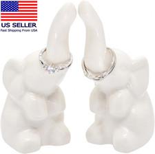 Elephant Ring Holder 2 Pack, White, Ceramic, Jewelry Storage