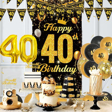 40Th Birthday Decoration Set - Black and Gold Birthday Balloons 40Th U