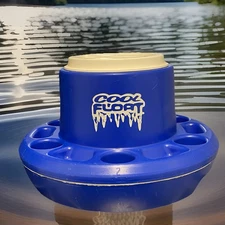 Cool Float Blue Floating Cooler 6 Cup Holders Pool Lake Party Bev 18 Can Chiller