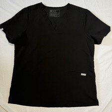 FIGS Casma Three Pocket Scrub Top Womens Large Black PO 3646 FW1100 EUC