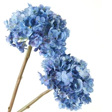 Blue Hydrangea Artificial Flowers, Gradient Color 2PCS Fake Real Touch Large ...