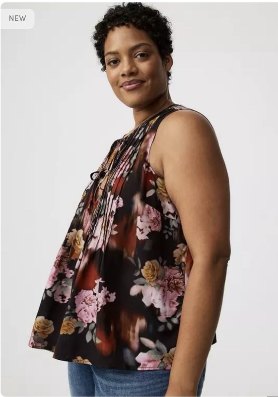 Torrid Challis Pintuck With Ties Tank Koko Floral Blouse Womens Plus Size 1X