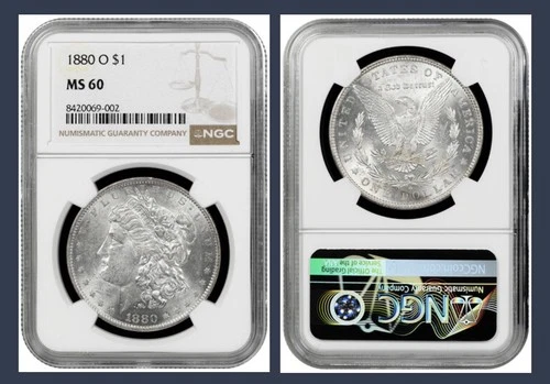 1880-O MORGAN SILVER DOLLAR  NGC MS60