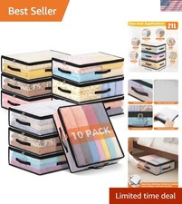 10Pcs Clear Storage Bags With Zippers and 3 Handles, 21L Plastic Clothes Blan...