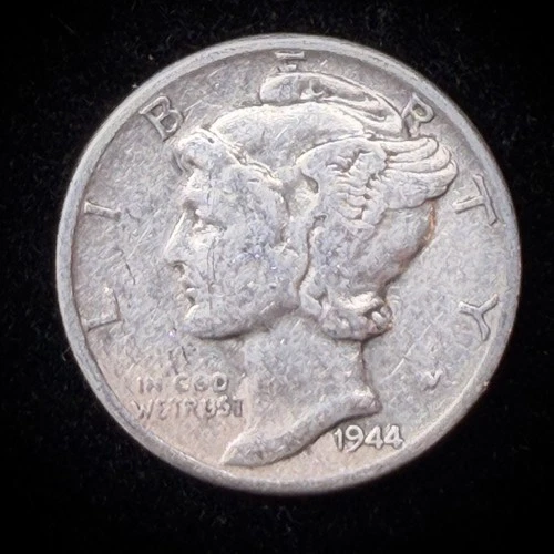 90% Silver - 1944 Mercury Dime Circulated Junk Silver US Coin - A1-24