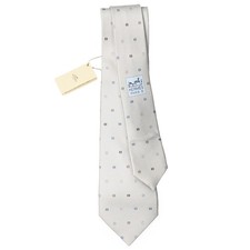 HERMES H Tonneau Silk Tie Men Size Unknown Gray/Blue Made in France