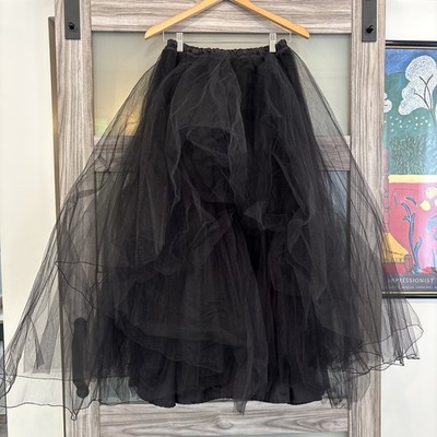Wyla Black Sheer Tulle Midi Tutu Skirt  Lightweight Multi -Layered Tulle NWT M