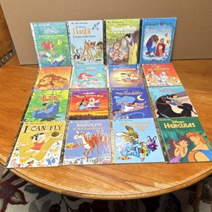 Disney Little Golden Books Lot Bambi Snow White Little Mermaid Beauty & Beast