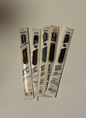 Vintage J&P Coats Brass Jean Zippers Lot of 5