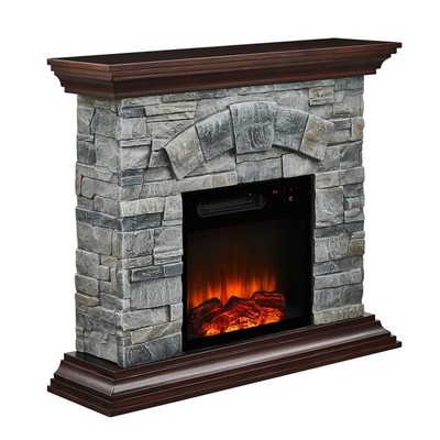 Pemberly Row 40'' Magnesium Oxide Freestanding Electric Fireplace in Gray