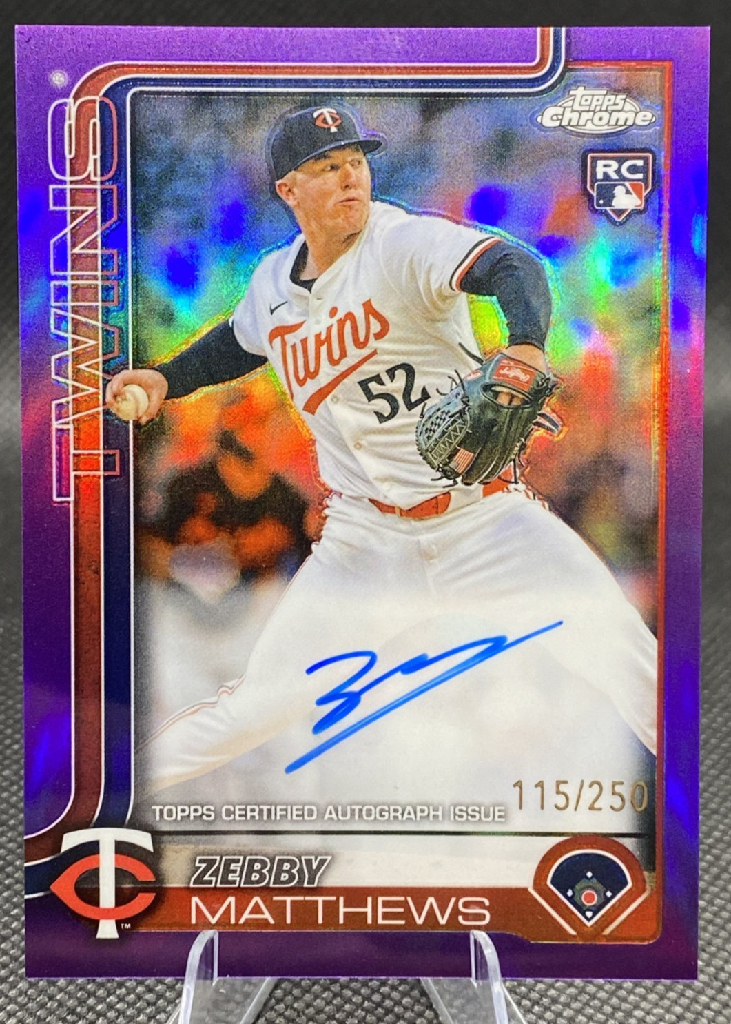 2025 Topps Chrome Zebby Matthews (RC) Rookie Autograph Purple Refractor /250