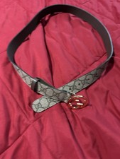 Authentic Gucci Leather Gold Interlocking G Buckle Belt 90/36