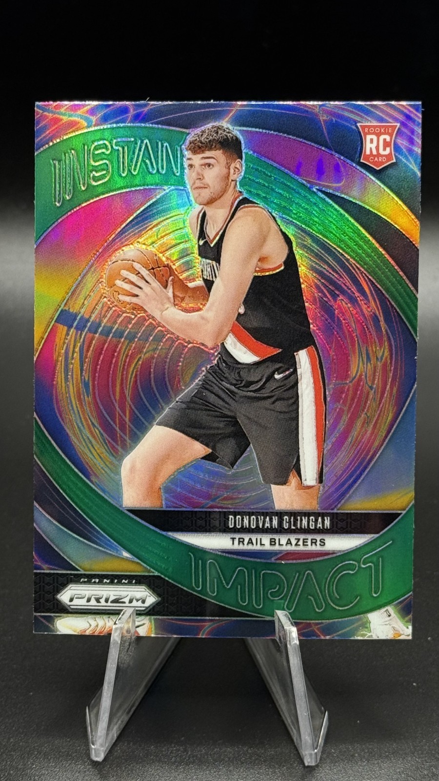 2024 Panini Prizm Instant Impact Green #15 Donovan Clingan Rookie RC Blazers