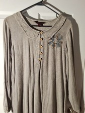 SACRED THREADS Gray Brushed Rayon Short Dress Sz M/L Boho Cottagecore