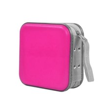 Car CD Case, 48 Capacity Hard Plastic Non-Woven Fabric Vehicle DVD Rose Red