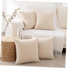 Set of 4 Throw Pillow Covers 18x18 Inch, Neutral 18" x 18" Pack of 4 Khaki