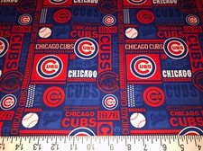 NEW CHICAGO CUBS COTTON Fabric 1/4 yard 9inX 44 in RED 1876 BLUE CUBS DIY MASK