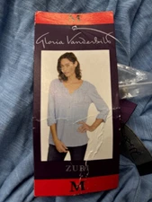 Gloria Vanderbilt Women's ZURI FLOW Solid Top (OXFORD BLUE , M) NWD