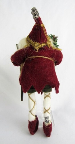 Artist Signed Cloth Felt European 9" Gnome Santa with Pinecones on Shoes/Hat - Picture 5 of 7