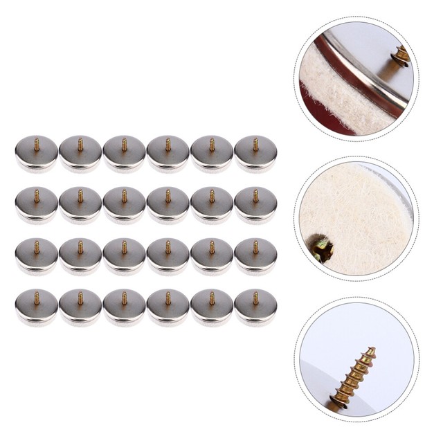 24 Pcs Nail-on Slider Glide Pad Round Chair Cushions Couch Protectors 24 Pcs Nail-on Slider Glide Pad Round Chair Cushions Couch Protectors